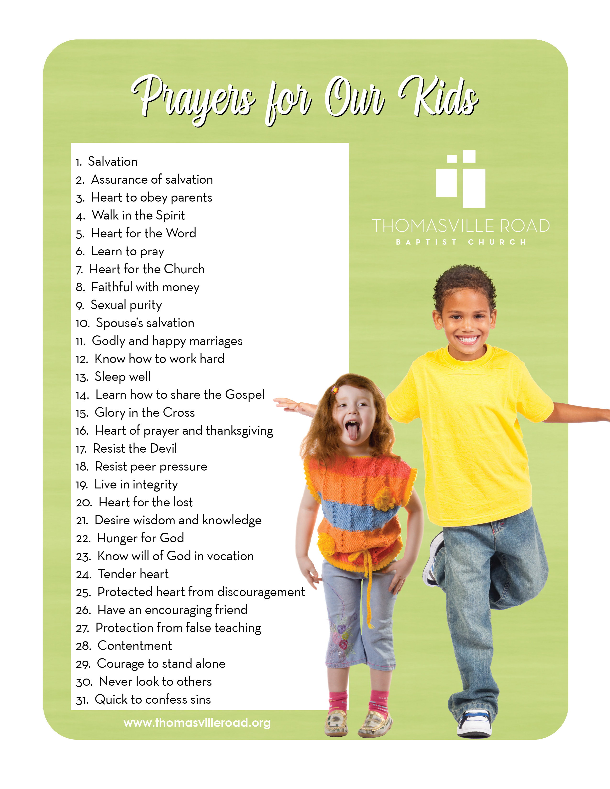 31 Ways to Pray for Our Kids Thomasville Road Baptist Church